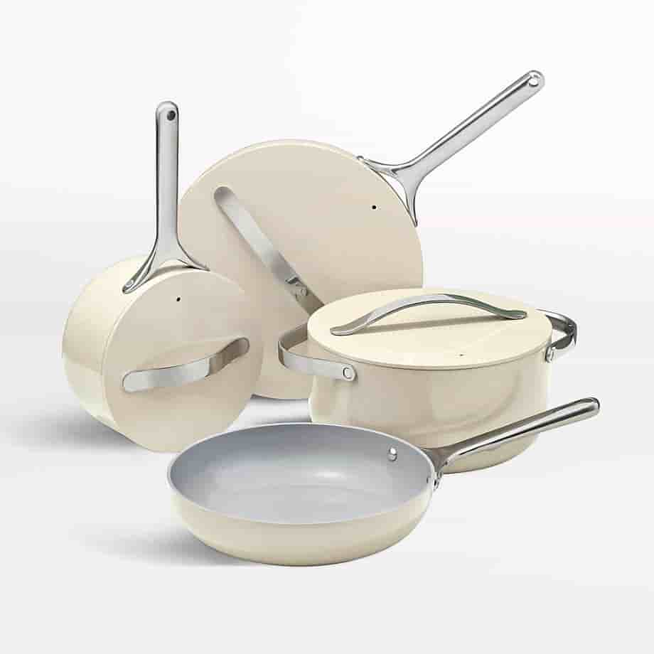 sriduskitchenware.com Home 4-Piece Cream Ceramic Non-Stick Cookware Set