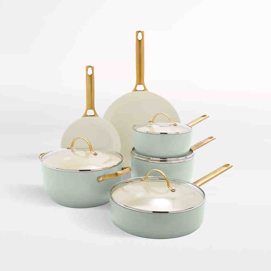 sriduskitchenware.com Home 7-Piece Silt Green Non-Stick Ceramic Cookware
