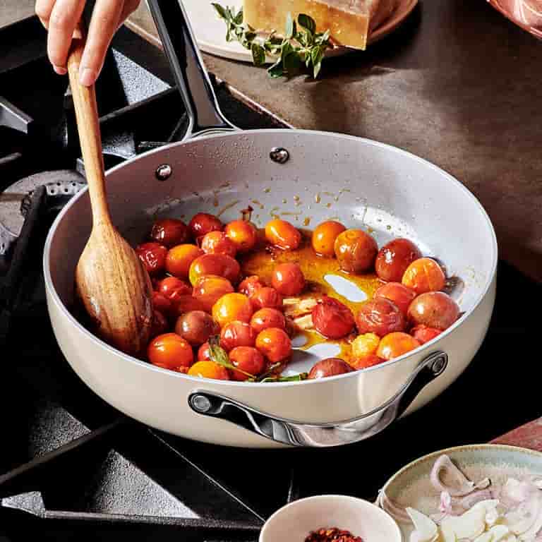 sriduskitchenware.com Home 4-Piece Cream Ceramic Non-Stick Cookware Set
