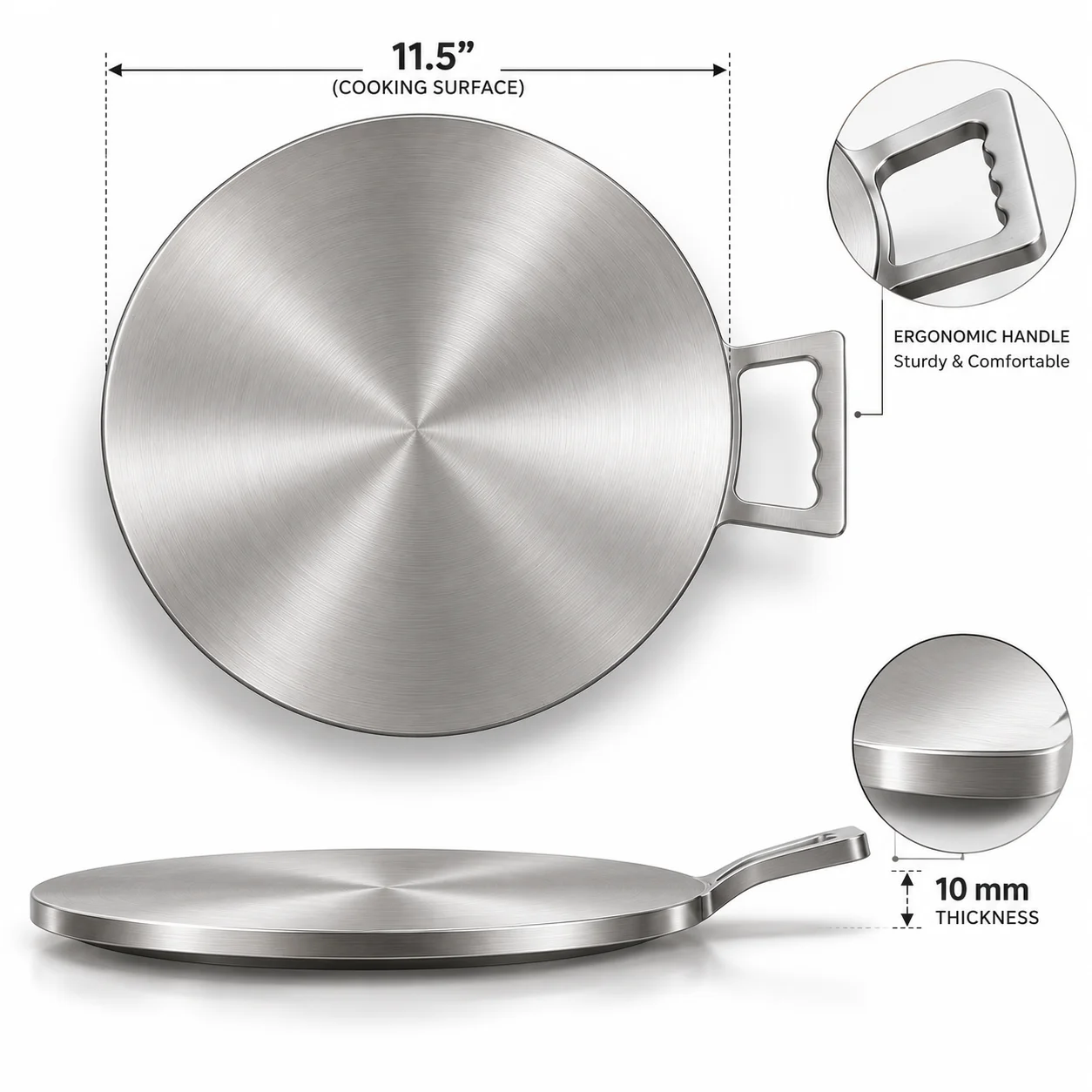 Single Handle 10 mm Dosa pan with 11.5 inch use for Hotal